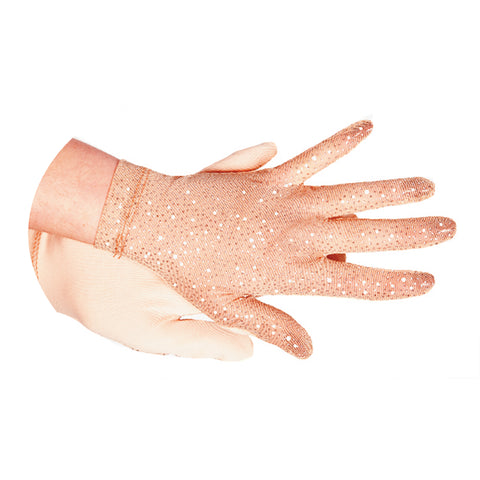 1121 Glitter Mesh Gloves - Beige Or Black