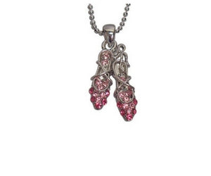 Pink Rhinestone Ballet Shoe Necklace| Collier de Ballet Rose Cristal