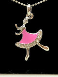 Pink Ballet Dancer Necklace Pendant| Rose Ballet Dancer Collier